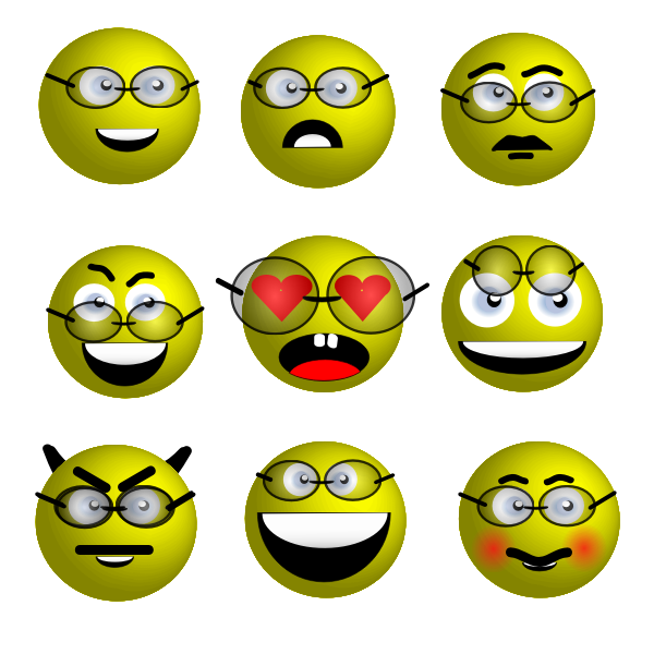 Smileys with glasses