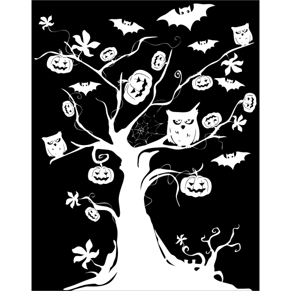 Halloween tree drawing
