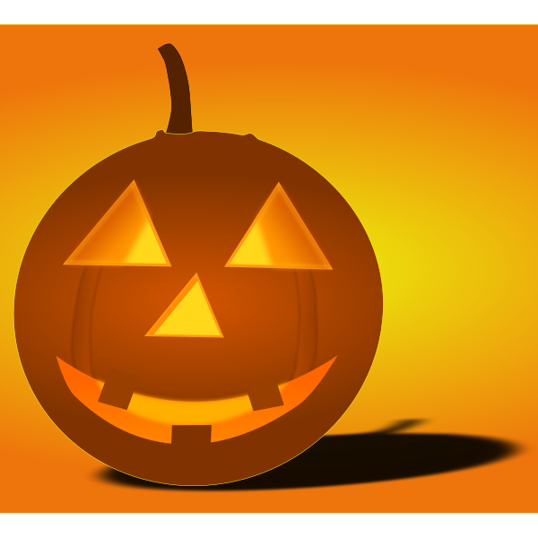 Lit-up Halloween pumpkin with shadow vector image