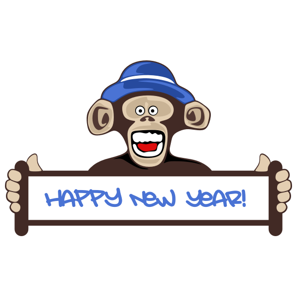 ''Happy New Year'' sign and monkey