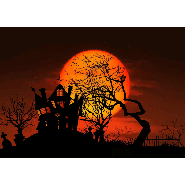 Haunted House Moonlight Silhouette
