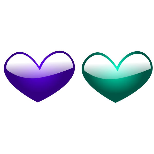 Purple and green hearts