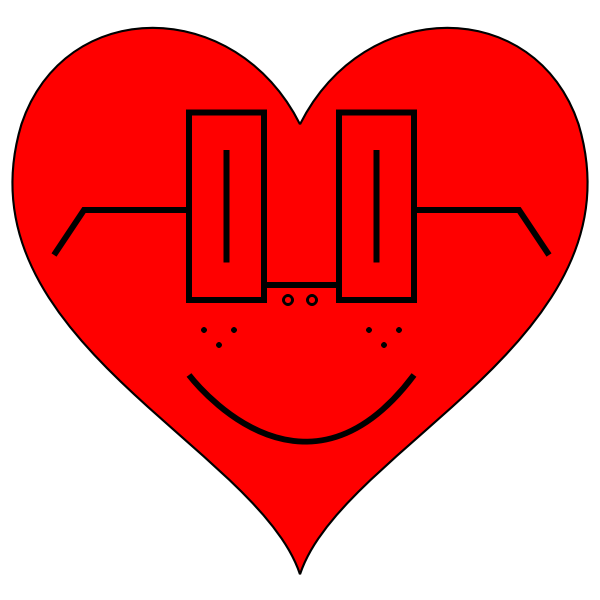 Vector illustration of heart with square glasses