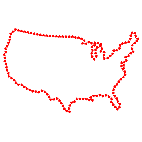 Hearts United States Map