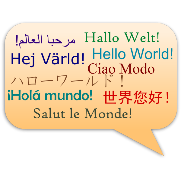Hello World multi-lingual sign vector image