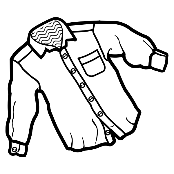 Vector line art illustrationof man's white shirt