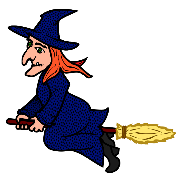 Coloured line art vector image of witch