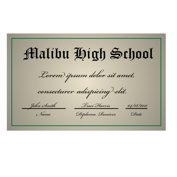 Vector image of high school degree diploma