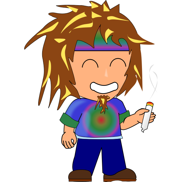 Vector image of hippie kid with a joint