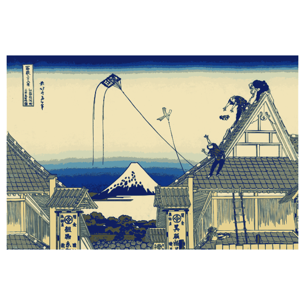 Mitsui shop on Suruga street in Edo vector illustration