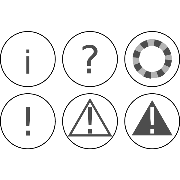Vector graphics of set of warning notification icons