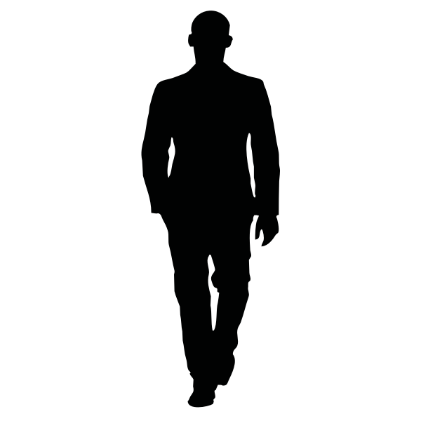 Bald man walking in a suit silhouette vector image | Free SVG