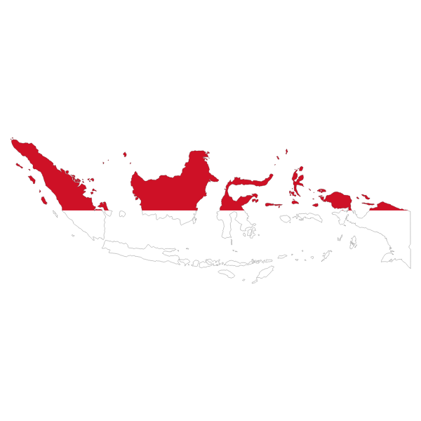Indonesia Map Flag With Stroke