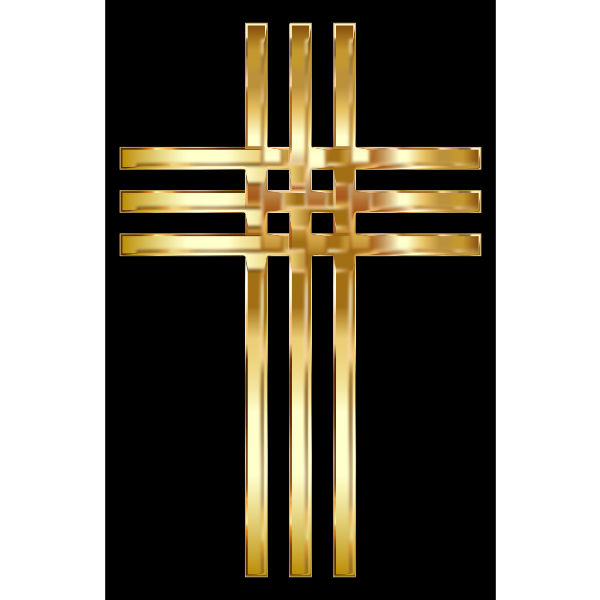 Interlocked Stylized Golden Cross Enhanced