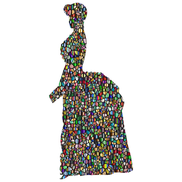 Iridescent Tiled Old Fashioned Victorian Woman Silhouette Variation 2