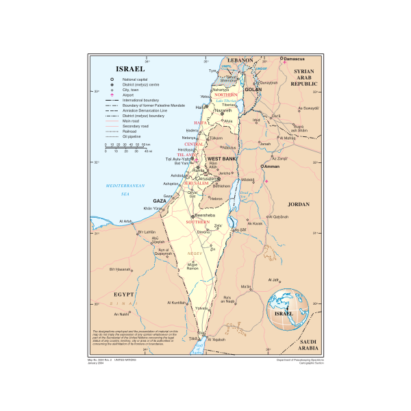 Map of Israel vector image