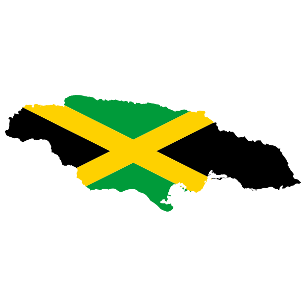 Jamaica's map with flag