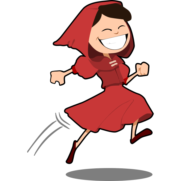 Vector illustration of smiling girl in red dress