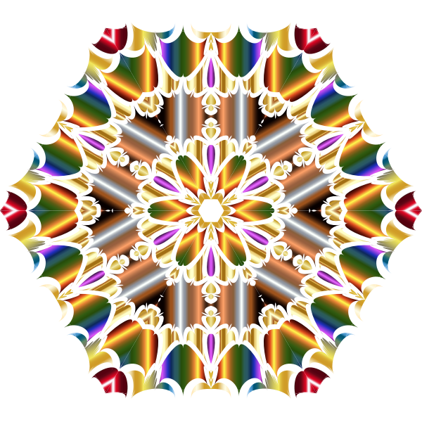 Vector clip art of hectagonal neon flower