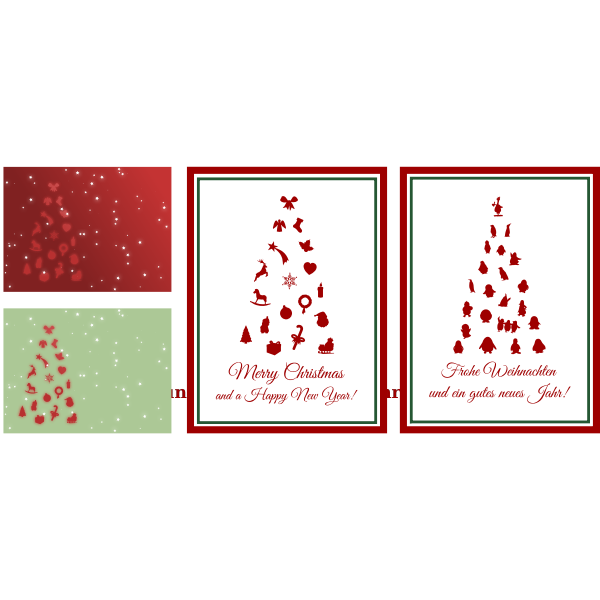 Vector image of set of Christmas cards in English and German