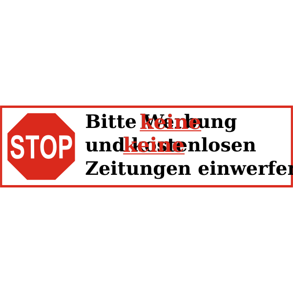 Stop sign in German language