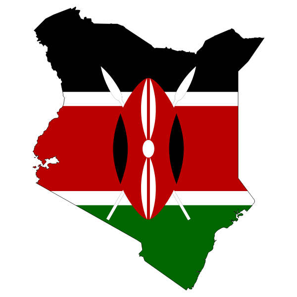 Kenya Flag Map With Stroke