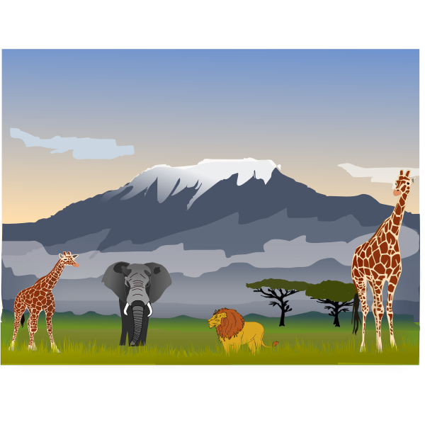 Mount Kilimanjaro scenery vector illustration