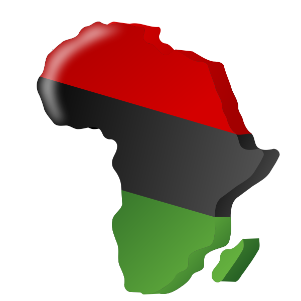 Gambian flag in shape of Africa vector clip art