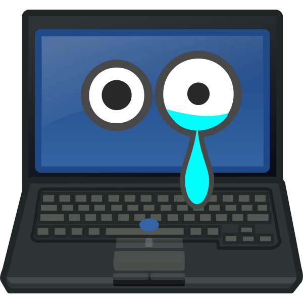 Laptop crying eye contact on screen vector clip art