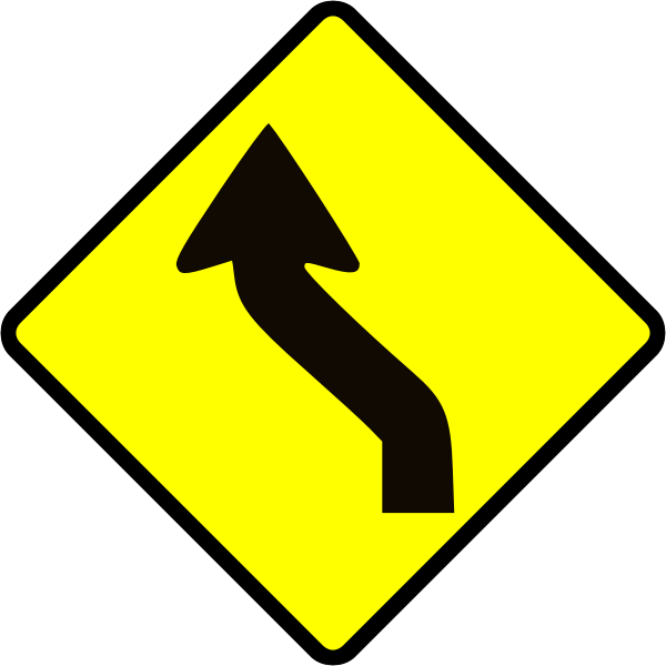 Curve in road caution sign vector image