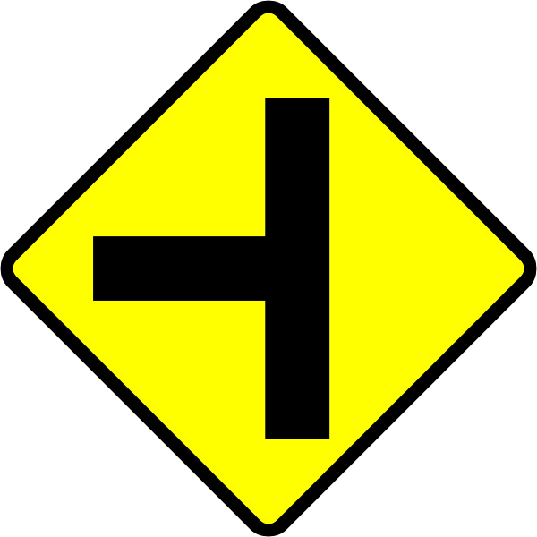 T-junction caution sign vector image
