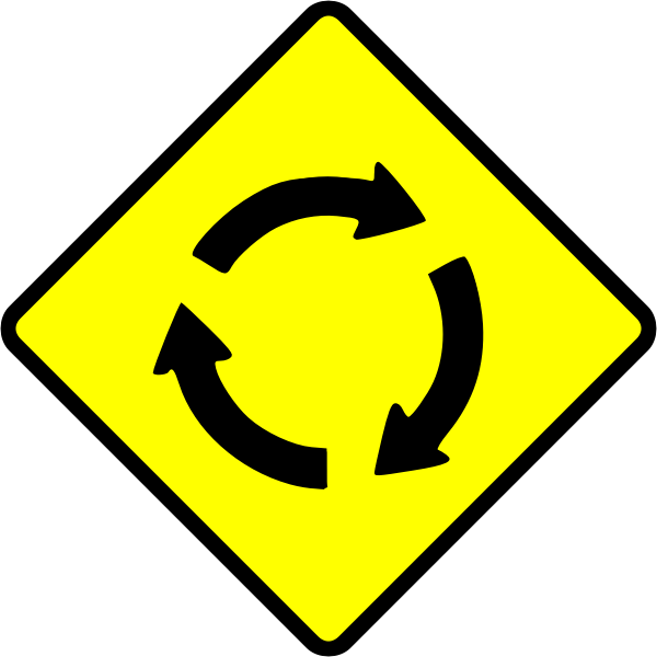Roundabout caution sign vector image