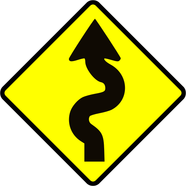 Winding road caution sign vector image
