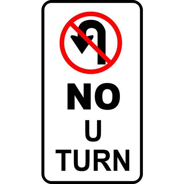 No Uturn left traffic roadsign vector image