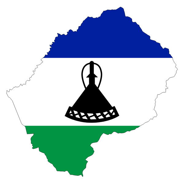 Lesotho Flag Map With Stroke