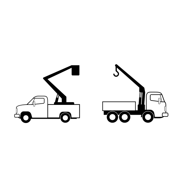 Vector drawing of street repair trucks