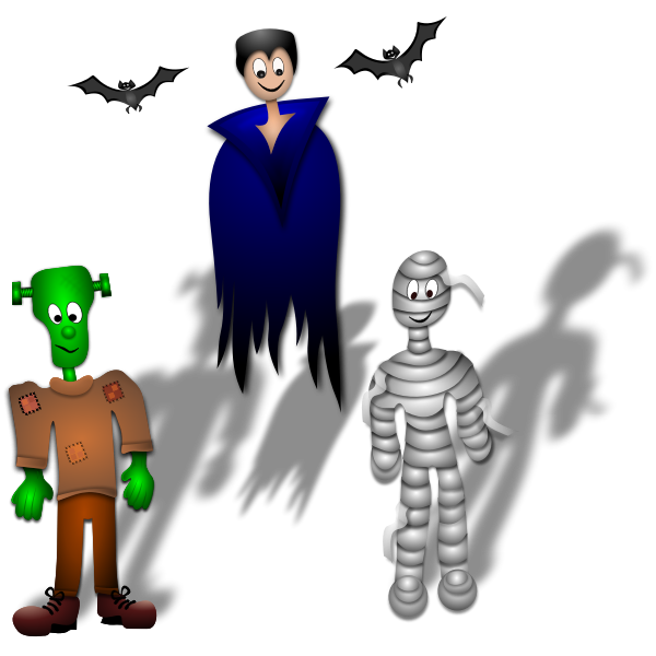 Three cartoon monsters vector graphics