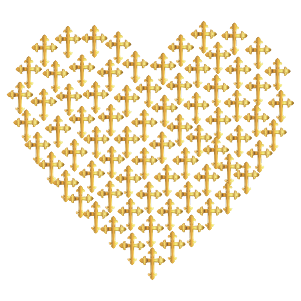 Love Heart Crosses Gold No Background