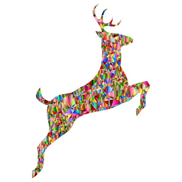 Low Poly Chromatic Leaping Deer Silhouette