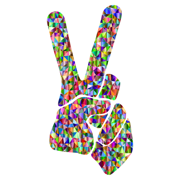 Low Poly Chromatic Peace Sign Silhouette Smoothed