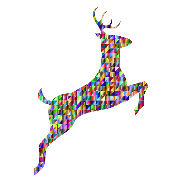 Low Poly Iridescent Leaping Deer Silhouette