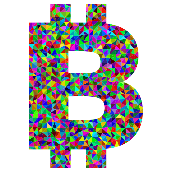 Low Poly Prismatic Bitcoin Logo