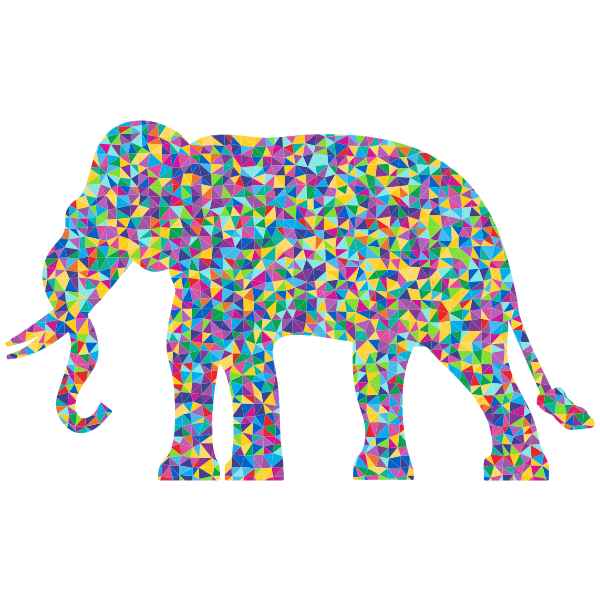 Low Poly Prismatic Elephant Silhouette