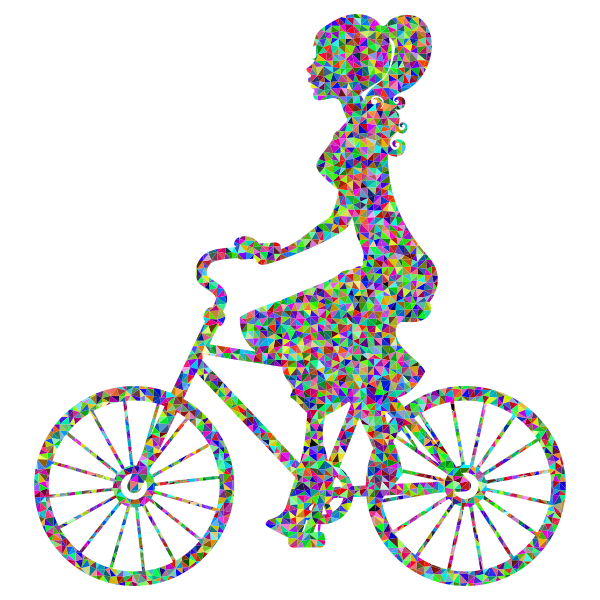 Low Poly Prismatic Girl On Bike High Detail