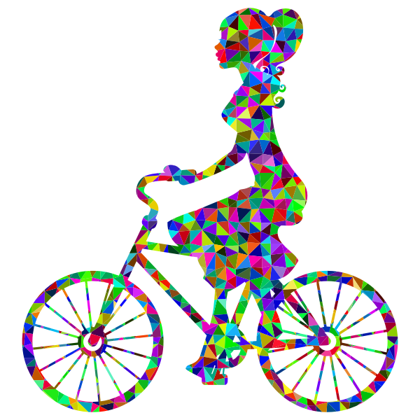 Low Poly Prismatic Girl On Bike