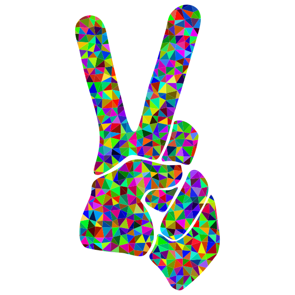 Low Poly Prismatic Peace Sign Silhouette Smoothed