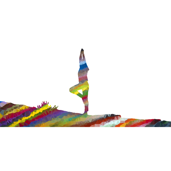 Low Poly Prismatic Streaked Female Yoga Pose Standalone