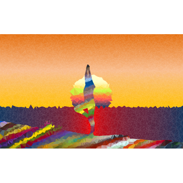 Low Poly Prismatic Streaked Female Yoga Pose