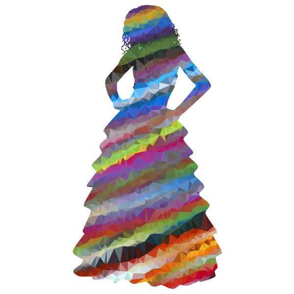 Low Poly Prismatic Streaked Formal Gown Woman