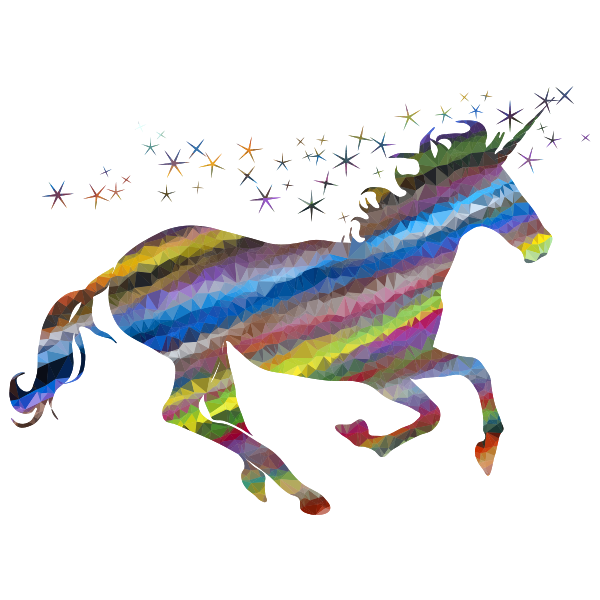 Low Poly Prismatic Streaked Magical Unicorn